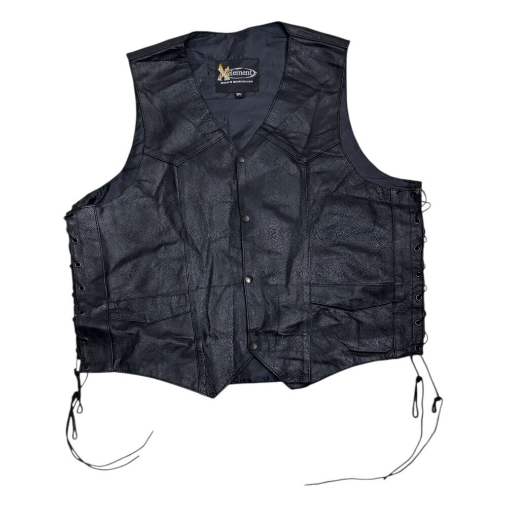 X-ELEMENT Genuine Leather Eagle Live to Ride Motorcycle Biker Vest Mens 3XL